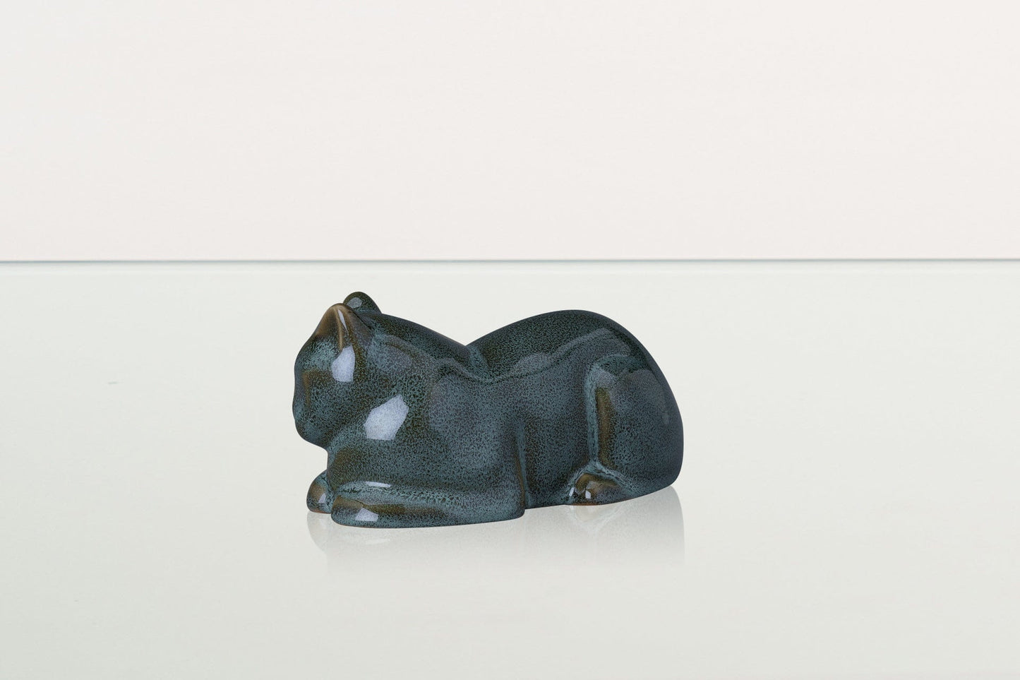 
                  
                    Pulvis Art Urns Pet Urn Mini Laying Cat Cremation Urn - Oily Green Melange | Ceramic Pet Urn
                  
                