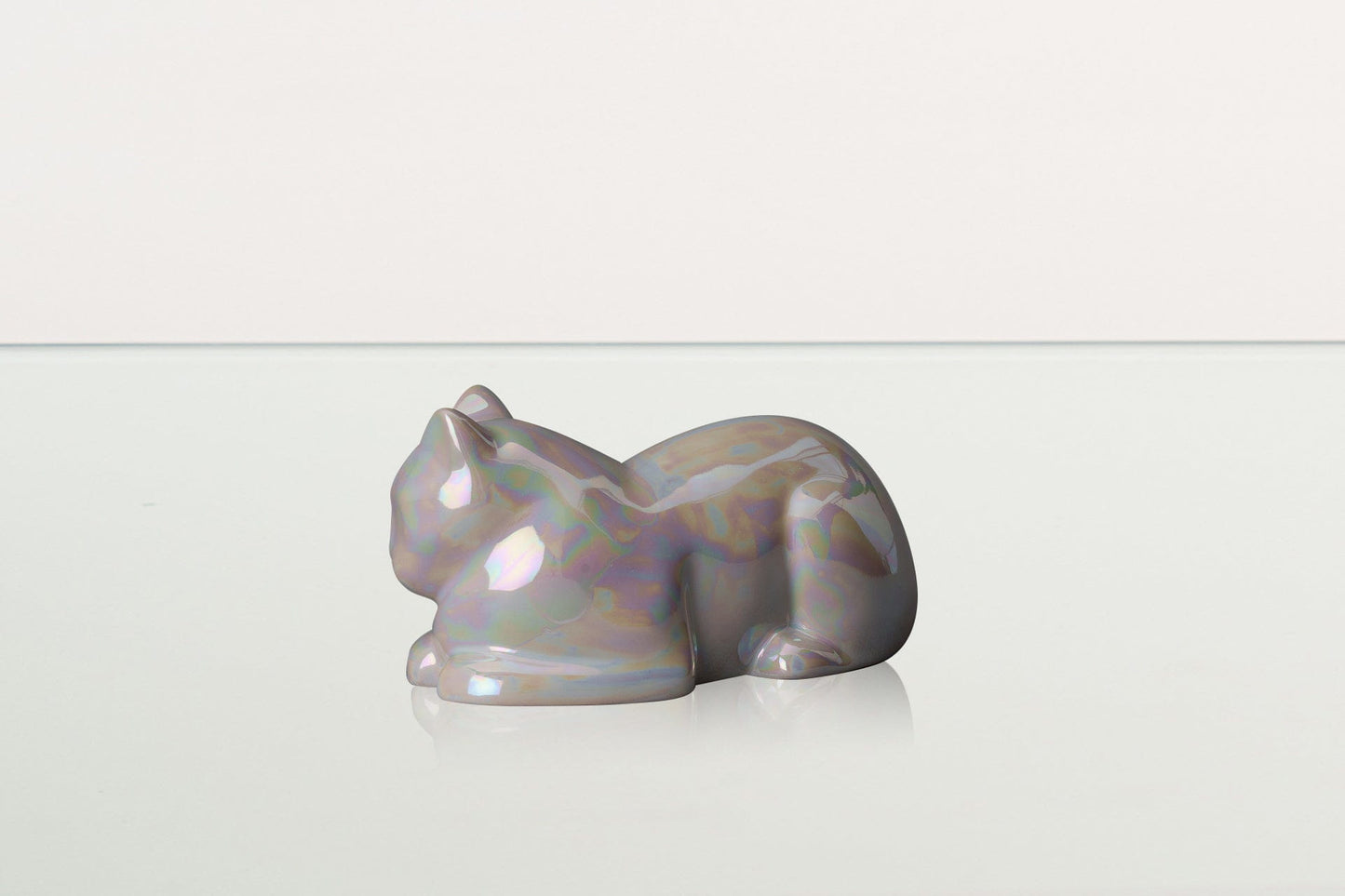 Pulvis Art Urns Pet Urn Mini Laying Cat Cremation Urn - Pearly White | Ceramic