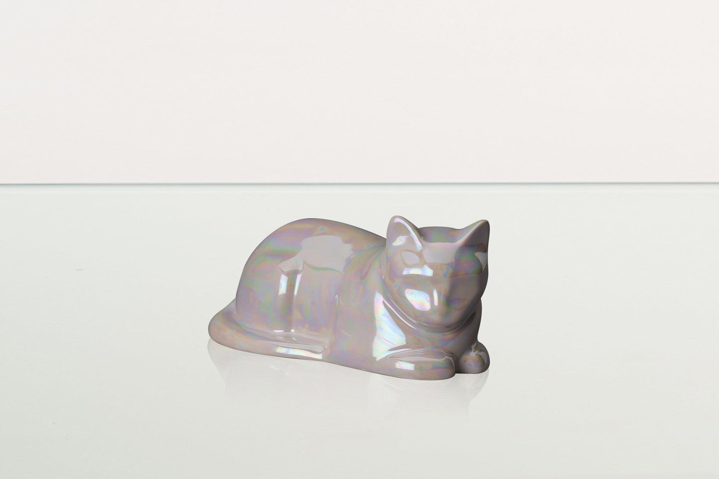 Pulvis Art Urns Pet Urn Mini Laying Cat Cremation Urn - Pearly White | Ceramic