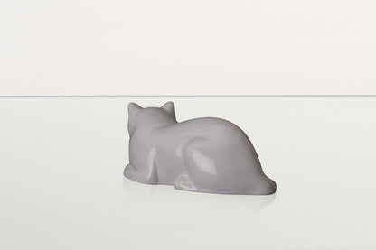 Mini Laying Cat Cremation Urn - White | Ceramic Pet Urn - Pulvis Art Urns