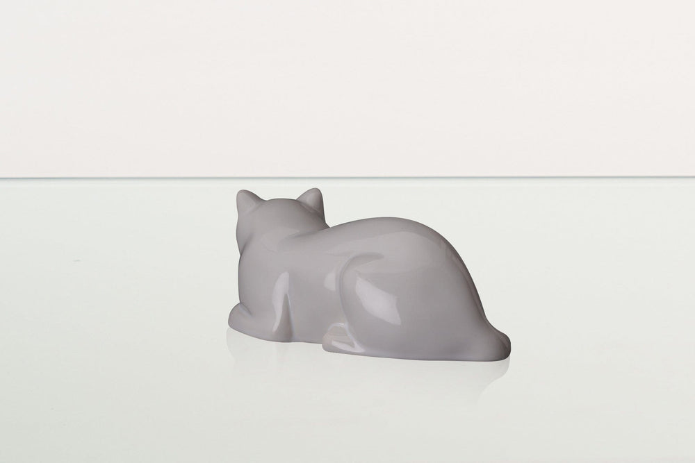 Pulvis Art Urns Pet Urn Mini Laying Cat Cremation Urn - White | Ceramic Pet Urn