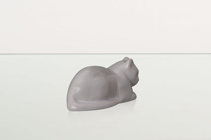 Mini Laying Cat Cremation Urn - White | Ceramic Pet Urn - Pulvis Art Urns