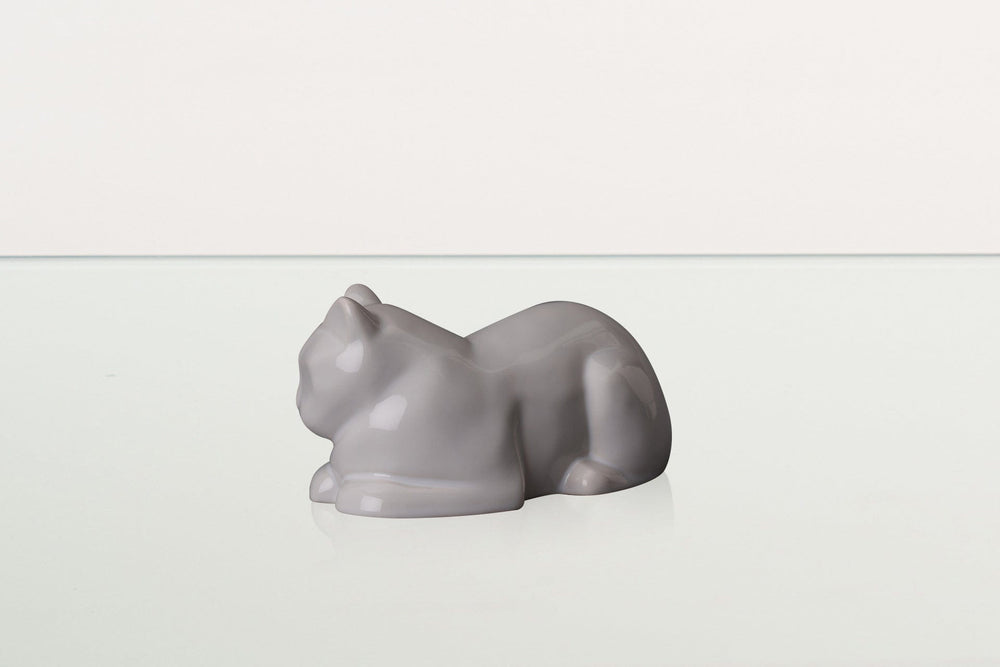 Pulvis Art Urns Pet Urn Mini Laying Cat Cremation Urn - White | Ceramic Pet Urn
