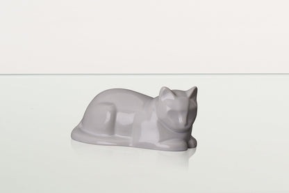 Mini Laying Cat Cremation Urn - White | Ceramic Pet Urn - Pulvis Art Urns