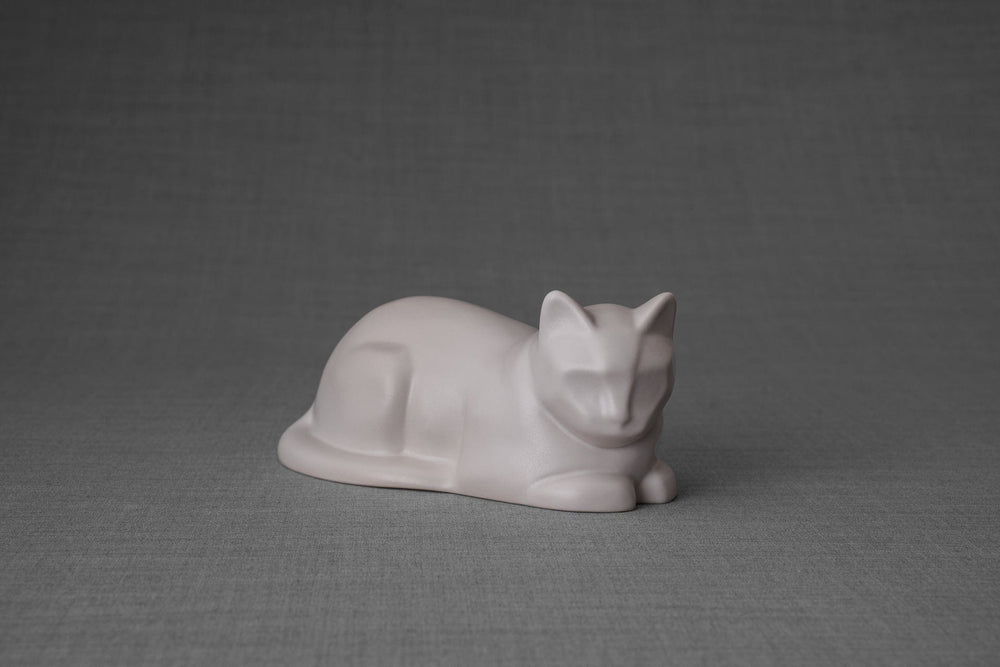 Pulvis Art Urns Pet Urn Mini Laying Cat Cremation Urn -White Matte| Ceramic