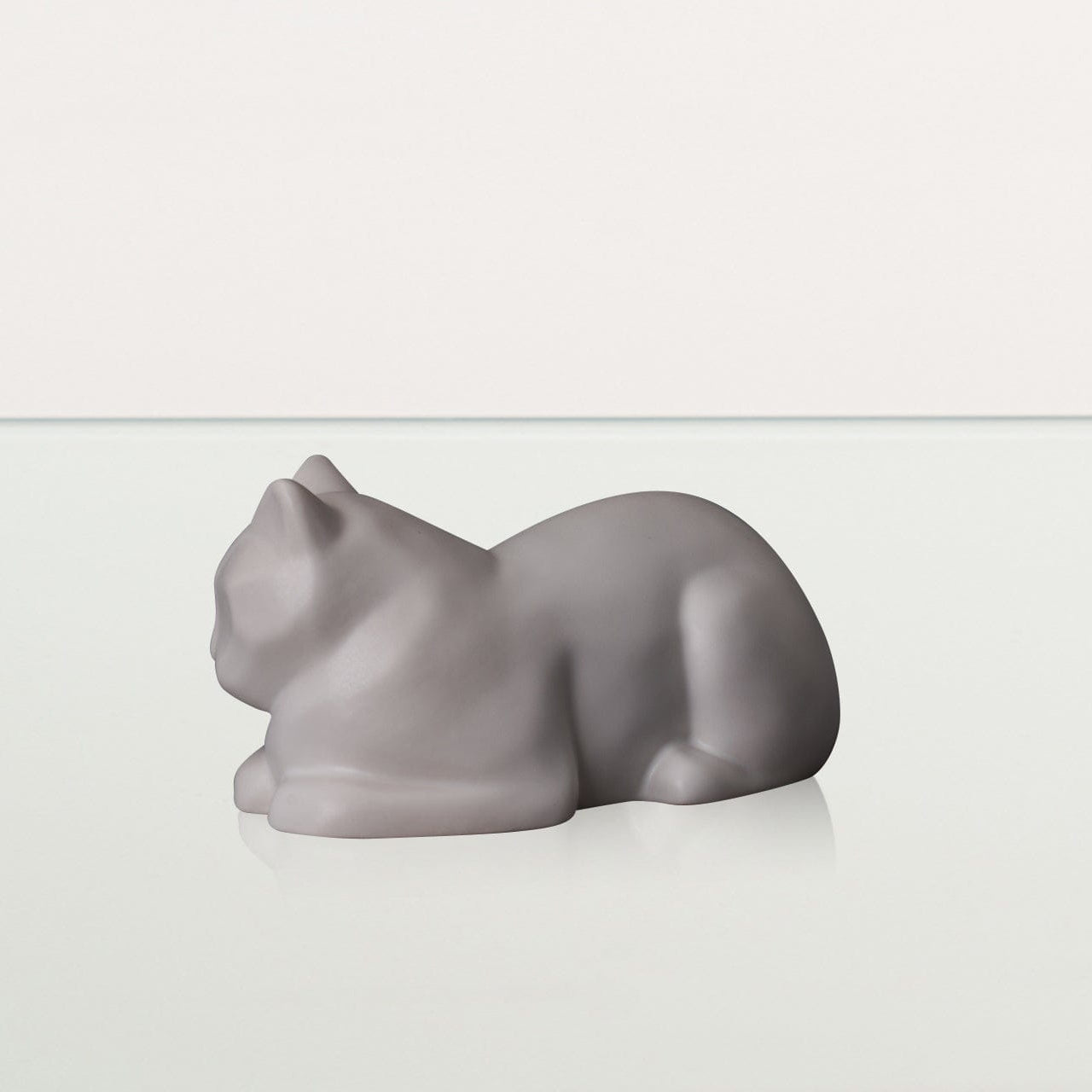 Mini Laying Cat Cremation Urn - White Matte | Ceramic Pet Urn - Pulvis Art Urns