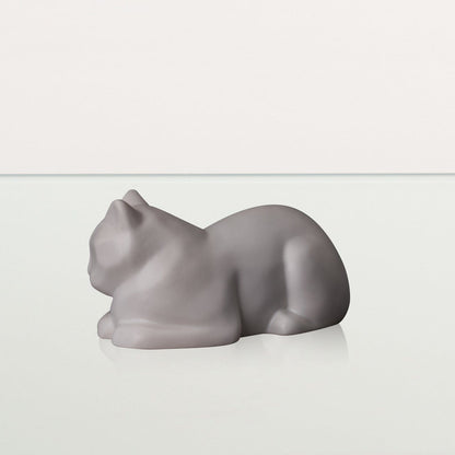 Mini Laying Cat Cremation Urn - White Matte | Ceramic Pet Urn - Pulvis Art Urns