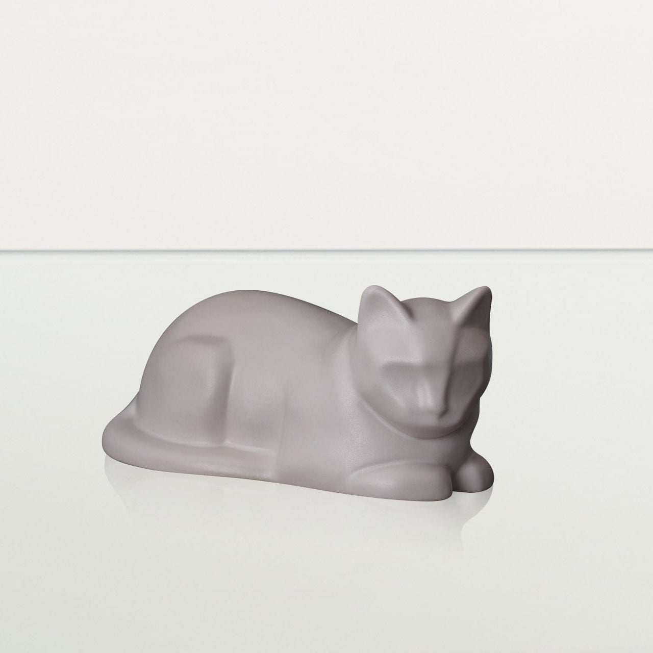 Mini Laying Cat Cremation Urn - White Matte | Ceramic Pet Urn - Pulvis Art Urns