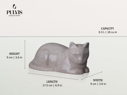 Pulvis Art Urns Pet Urn Mini Laying Cat Cremation Urn -Ceramic Pet Urn