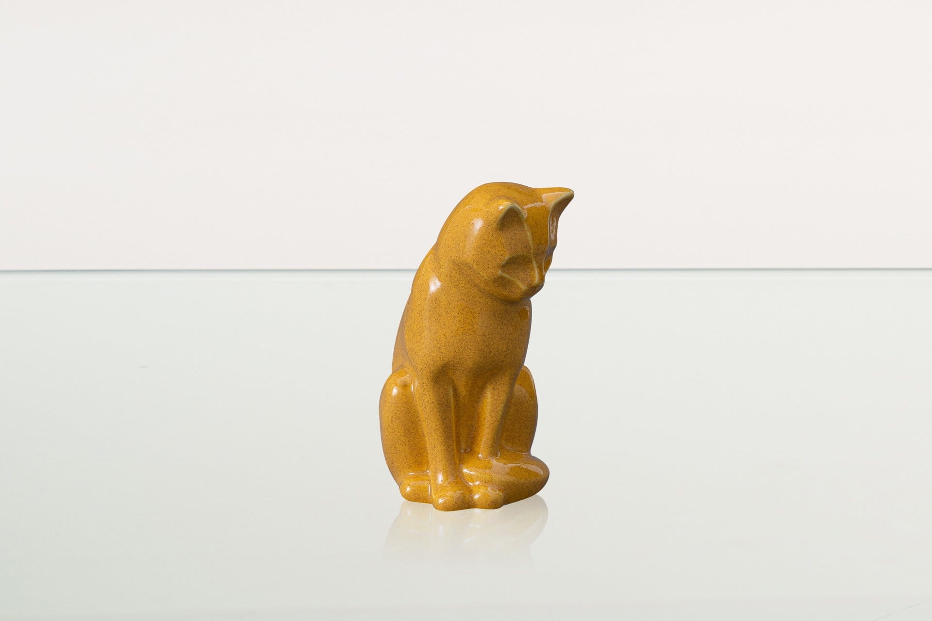 Mini Pet Urn for Ashes Neko - Amber Yellow | Ceramic | Handmade Cat Urn - Pulvis Art Urns