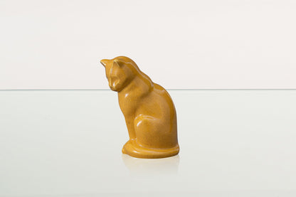 Mini Pet Urn for Ashes Neko - Amber Yellow | Ceramic | Handmade Cat Urn - Pulvis Art Urns