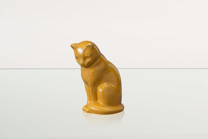 Mini Pet Urn for Ashes Neko - Amber Yellow | Ceramic | Handmade Cat Urn - Pulvis Art Urns