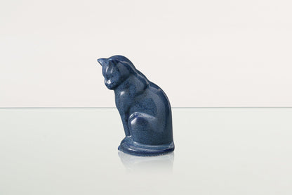 Mini Pet Urn for Ashes Neko - Blue Melange | Ceramic | Handmade Cat Urn - Pulvis Art Urns