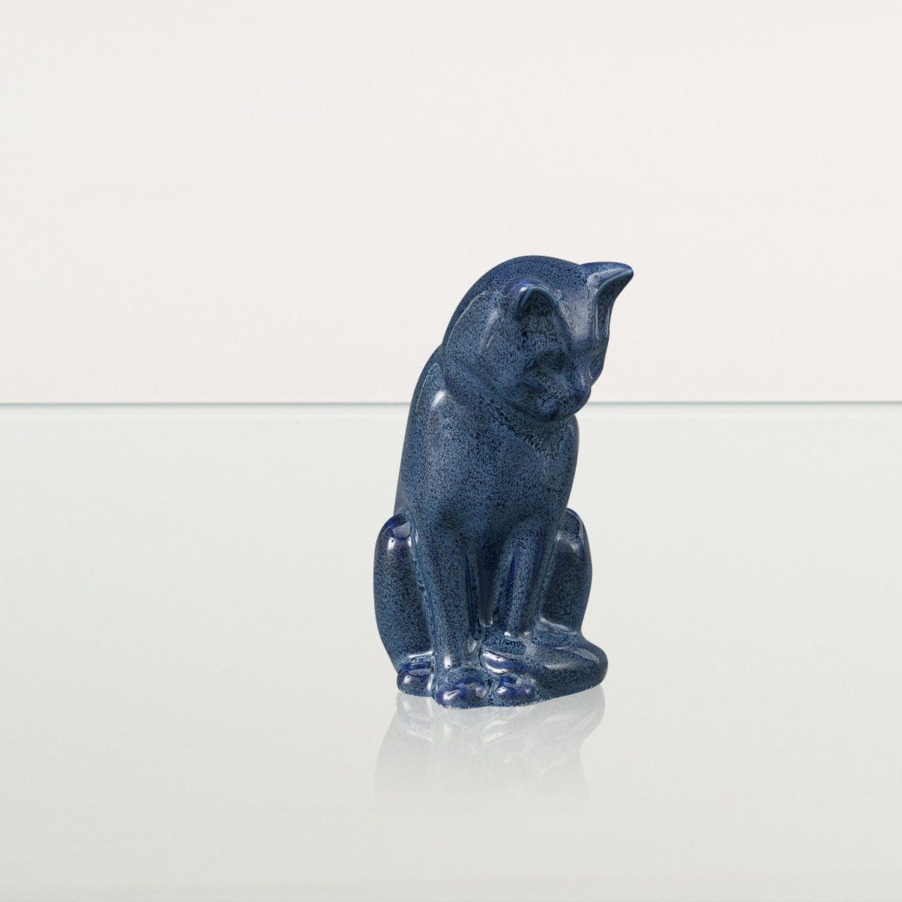 Mini Pet Urn for Ashes Neko - Blue Melange | Ceramic | Handmade Cat Urn - Pulvis Art Urns