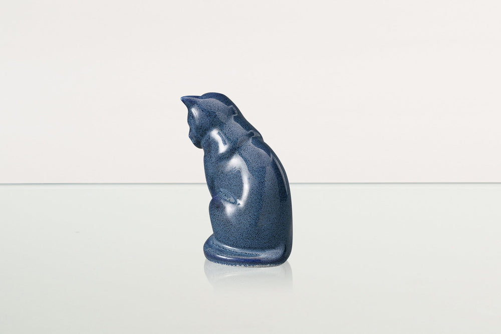 Pulvis Art Urns Pet Urn Mini Pet Urn for Ashes Neko - Blue Melange | Ceramic | Handmade Cat Urn