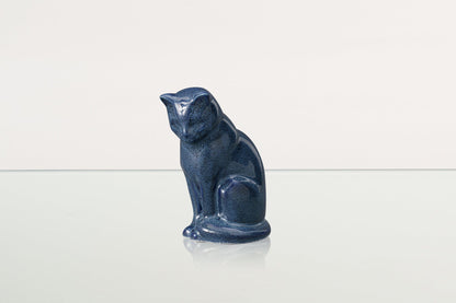 Mini Pet Urn for Ashes Neko - Blue Melange | Ceramic | Handmade Cat Urn - Pulvis Art Urns
