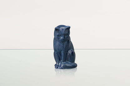 Mini Pet Urn for Ashes Neko - Blue Melange | Ceramic | Handmade Cat Urn - Pulvis Art Urns
