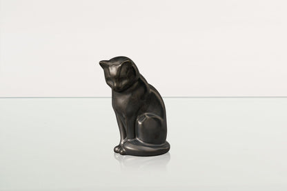 Mini Pet Urn for Ashes Neko - Dark Matte | Ceramic | Handmade Cat Urn - Pulvis Art Urns