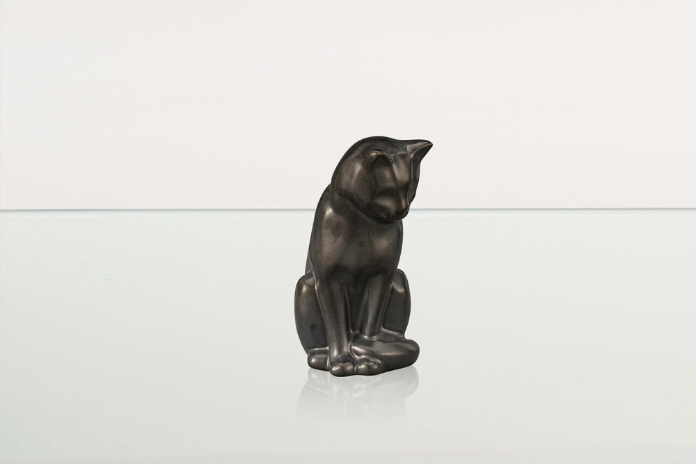 Pulvis Art Urns Pet Urn Mini Pet Urn for Ashes Neko - Dark Matte | Ceramic | Handmade Cat Urn