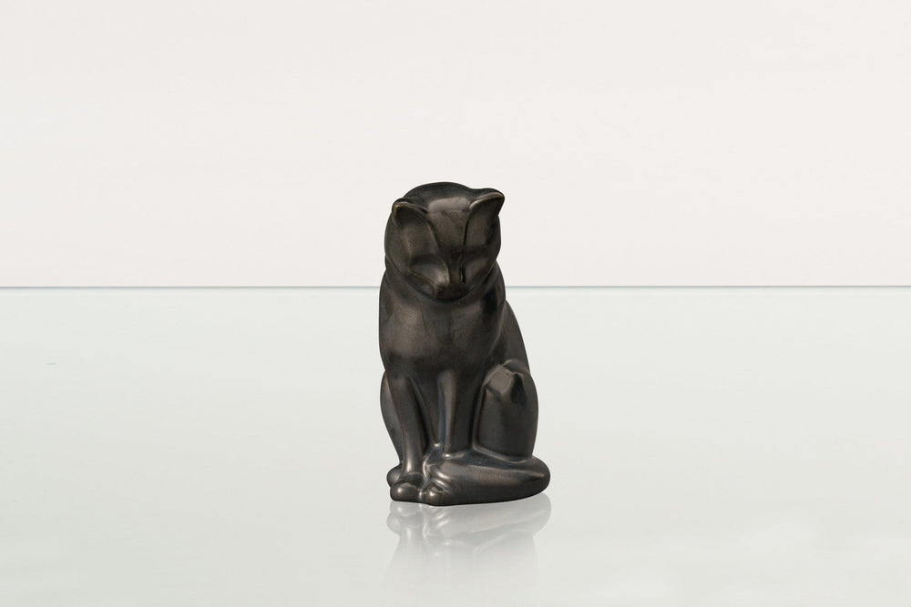 Pulvis Art Urns Pet Urn Mini Pet Urn for Ashes Neko - Dark Matte | Ceramic | Handmade Cat Urn