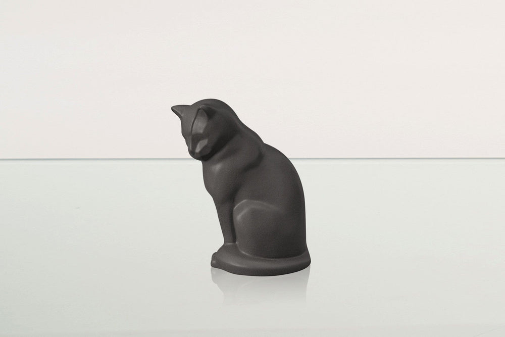 Pulvis Art Urns Pet Urn Mini Pet Urn for Ashes Neko - Gray Matte | Ceramic | Handmade Cat Urn