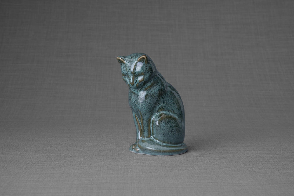 Pulvis Art Urns Pet Urn Mini Pet Urn for Ashes Neko - Oily Green Melange | Ceramic