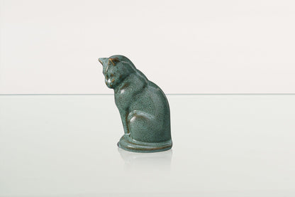 Mini Pet Urn for Ashes Neko - Oily Green Melange | Ceramic Cat Urn - Pulvis Art Urns