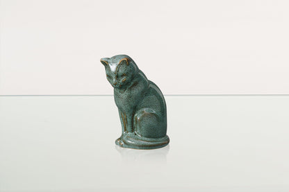 Mini Pet Urn for Ashes Neko - Oily Green Melange | Ceramic Cat Urn - Pulvis Art Urns