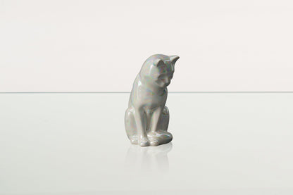 Mini Pet Urn for Ashes Neko - Pearly White | Handmade | Ceramic Cat Urn - Pulvis Art Urns