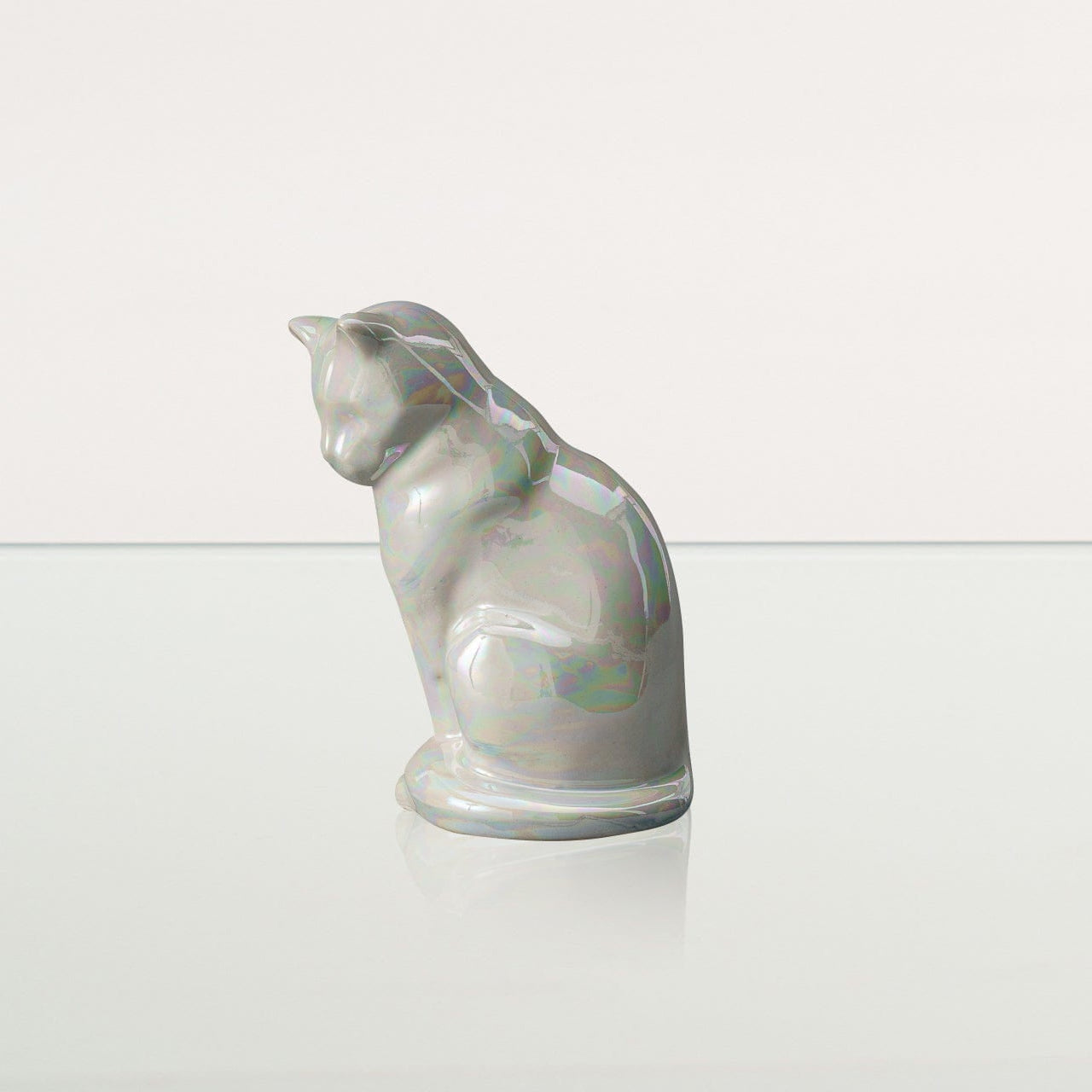 Mini Pet Urn for Ashes Neko - Pearly White | Handmade | Ceramic Cat Urn - Pulvis Art Urns