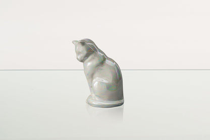 Mini Pet Urn for Ashes Neko - Pearly White | Handmade | Ceramic Cat Urn - Pulvis Art Urns