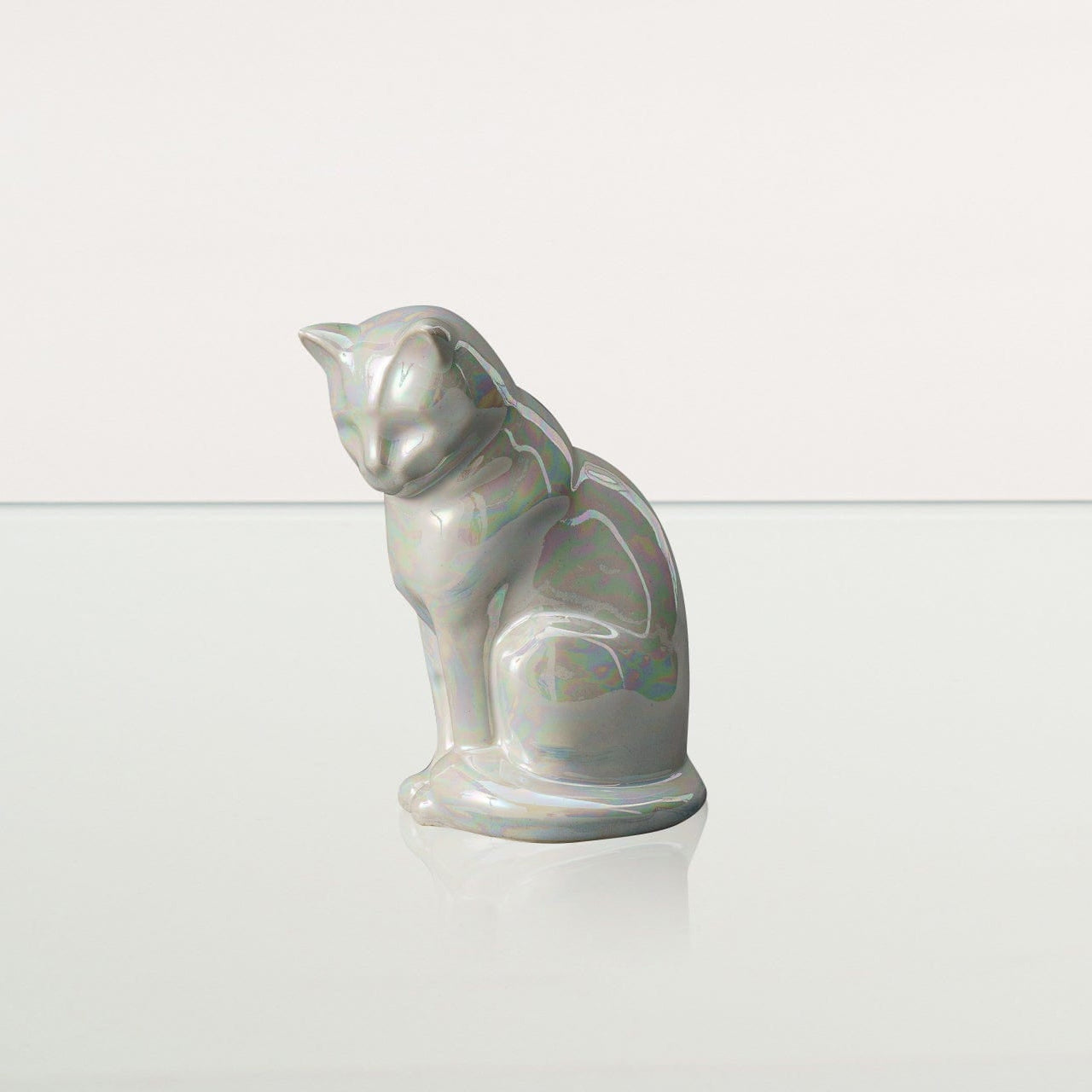 Mini Pet Urn for Ashes Neko - Pearly White | Handmade | Ceramic Cat Urn - Pulvis Art Urns