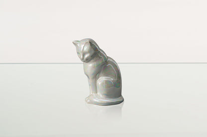 Mini Pet Urn for Ashes Neko - Pearly White | Handmade | Ceramic Cat Urn - Pulvis Art Urns