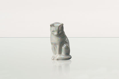 Mini Pet Urn for Ashes Neko - Pearly White | Handmade | Ceramic Cat Urn - Pulvis Art Urns