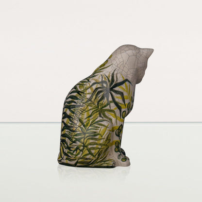 Neko Hand Decorated Pet Urn "Nature" - Ceramic | Handmade Pet Urn - Pulvis Art Urns