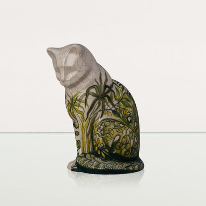 Neko Hand Decorated Pet Urn "Nature" - Ceramic | Handmade Pet Urn - Pulvis Art Urns