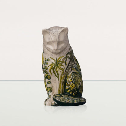 Neko Hand Decorated Pet Urn "Nature" - Ceramic | Handmade Pet Urn - Pulvis Art Urns