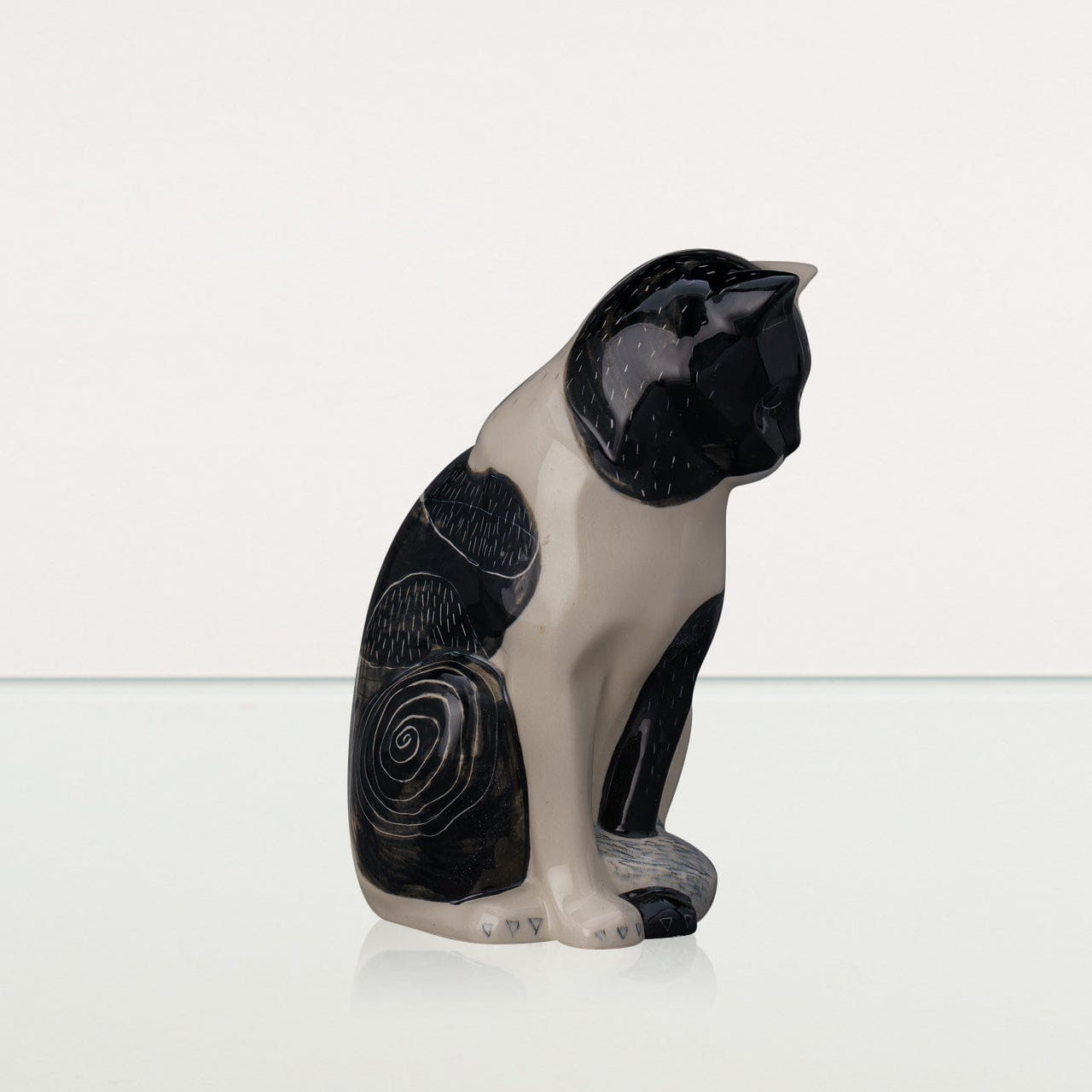 Neko Hand Decorated Pet Urn "Tuxedo" - Ceramic | Handmade Pet Urn - Pulvis Art Urns