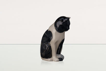 Neko Hand Decorated Pet Urn "Tuxedo" - Ceramic | Handmade Pet Urn - Pulvis Art Urns