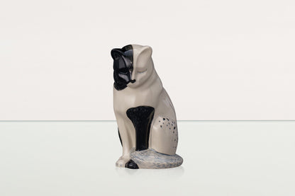 Neko Hand Decorated Pet Urn "Tuxedo" - Ceramic | Handmade Pet Urn - Pulvis Art Urns