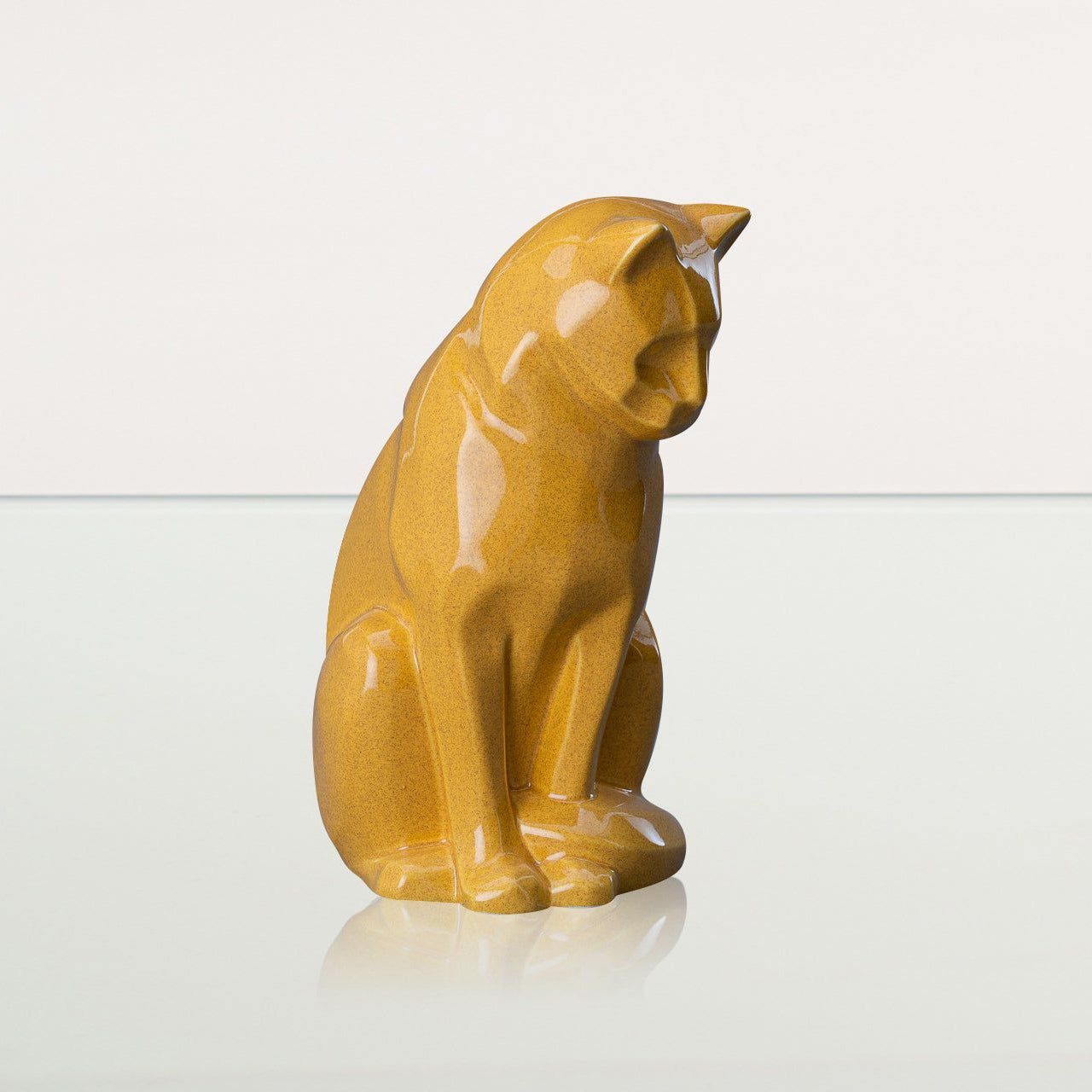 Neko Pet Urn for Ashes - Amber Yellow | Ceramic | Handmade Cat Urn - Pulvis Art Urns