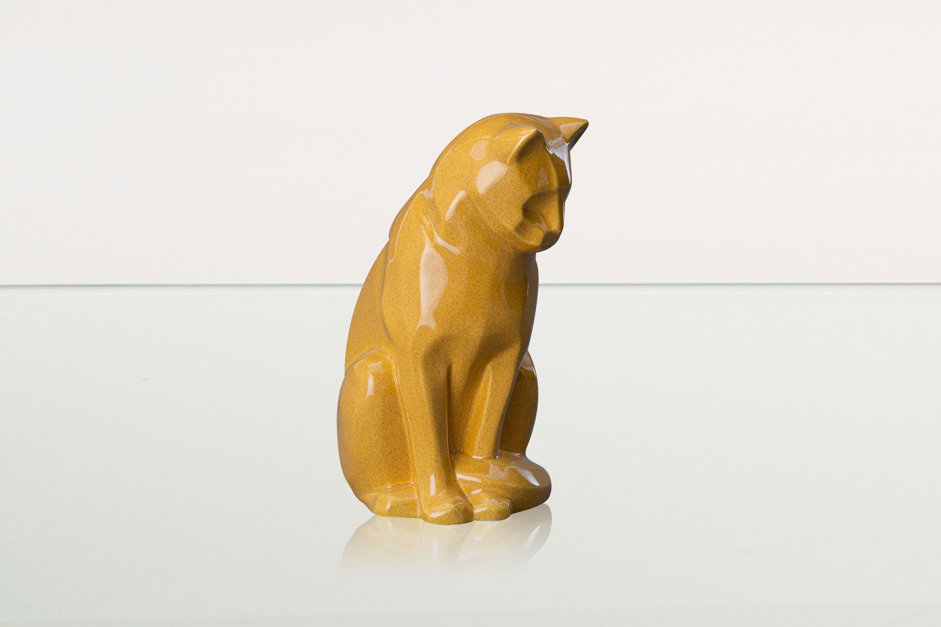 Neko Pet Urn for Ashes - Amber Yellow | Ceramic | Handmade Cat Urn - Pulvis Art Urns