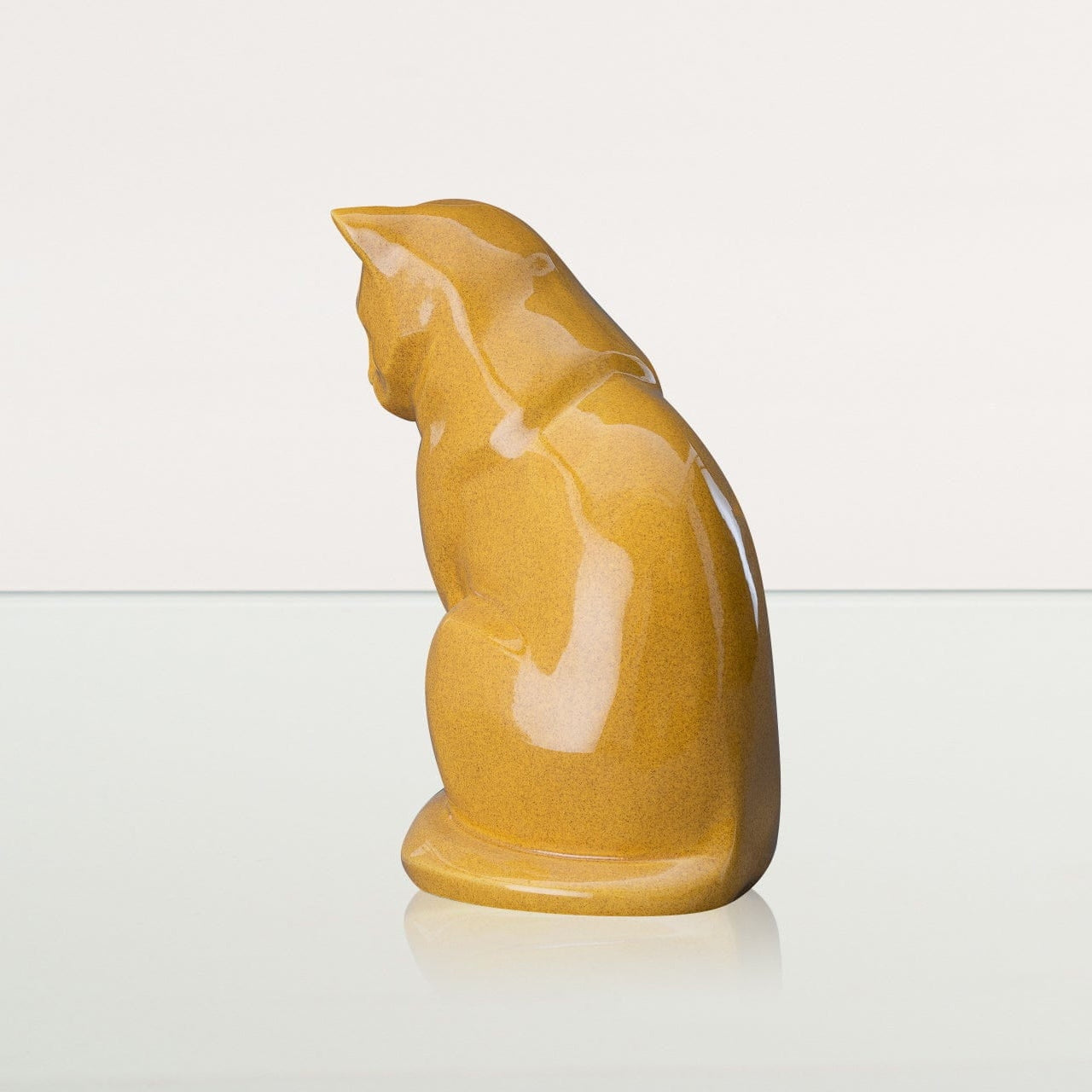 Neko Pet Urn for Ashes - Amber Yellow | Ceramic | Handmade Cat Urn - Pulvis Art Urns