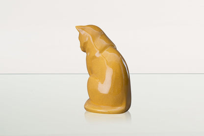 Neko Pet Urn for Ashes - Amber Yellow | Ceramic | Handmade Cat Urn - Pulvis Art Urns