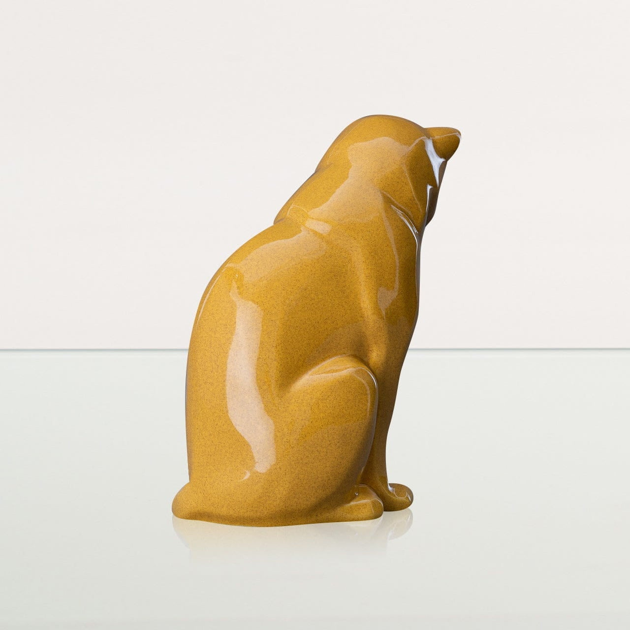 Neko Pet Urn for Ashes - Amber Yellow | Ceramic | Handmade Cat Urn - Pulvis Art Urns