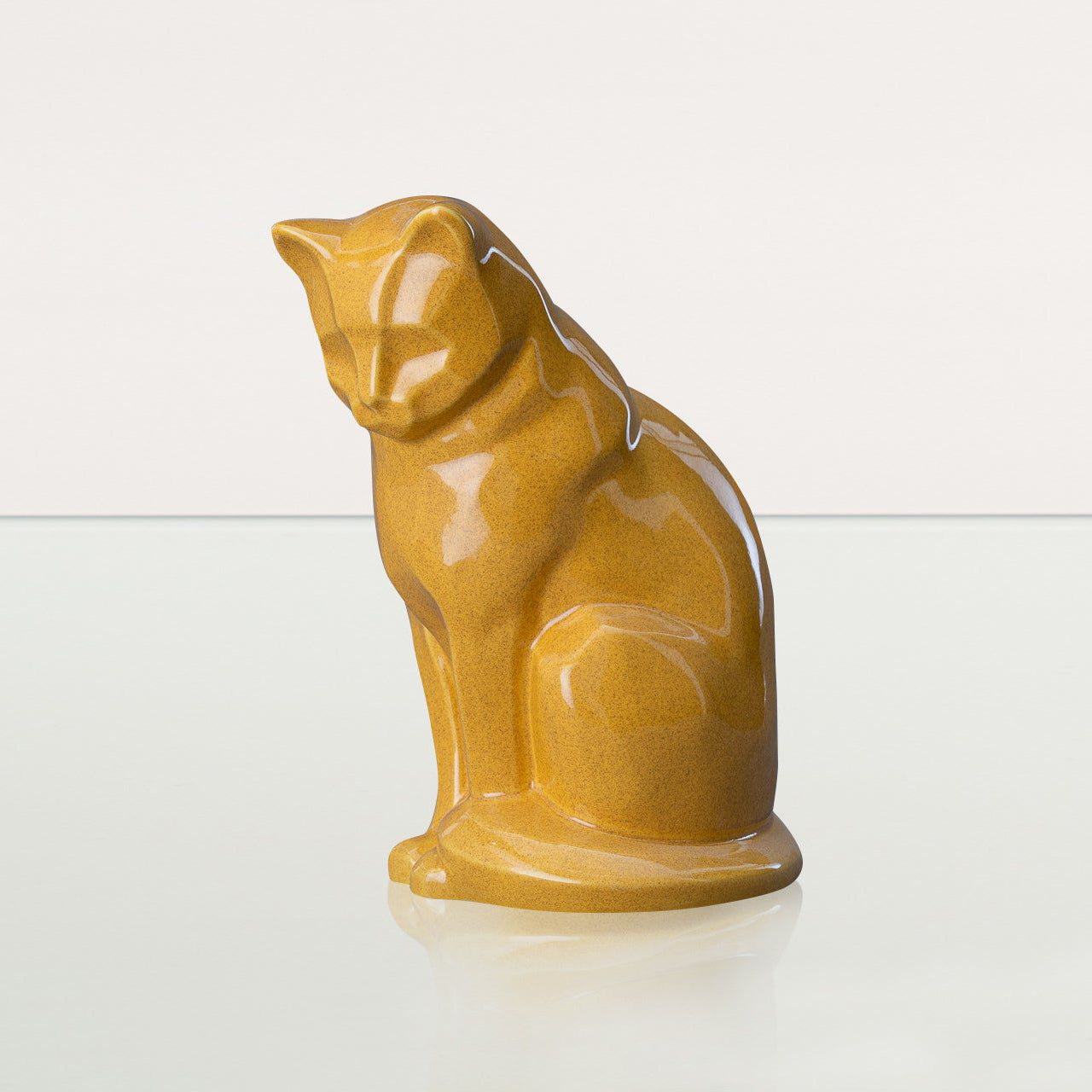 Neko Pet Urn for Ashes - Amber Yellow | Ceramic | Handmade Cat Urn - Pulvis Art Urns