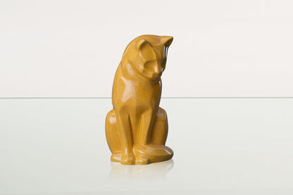 Neko Pet Urn for Ashes - Amber Yellow | Ceramic | Handmade Cat Urn - Pulvis Art Urns