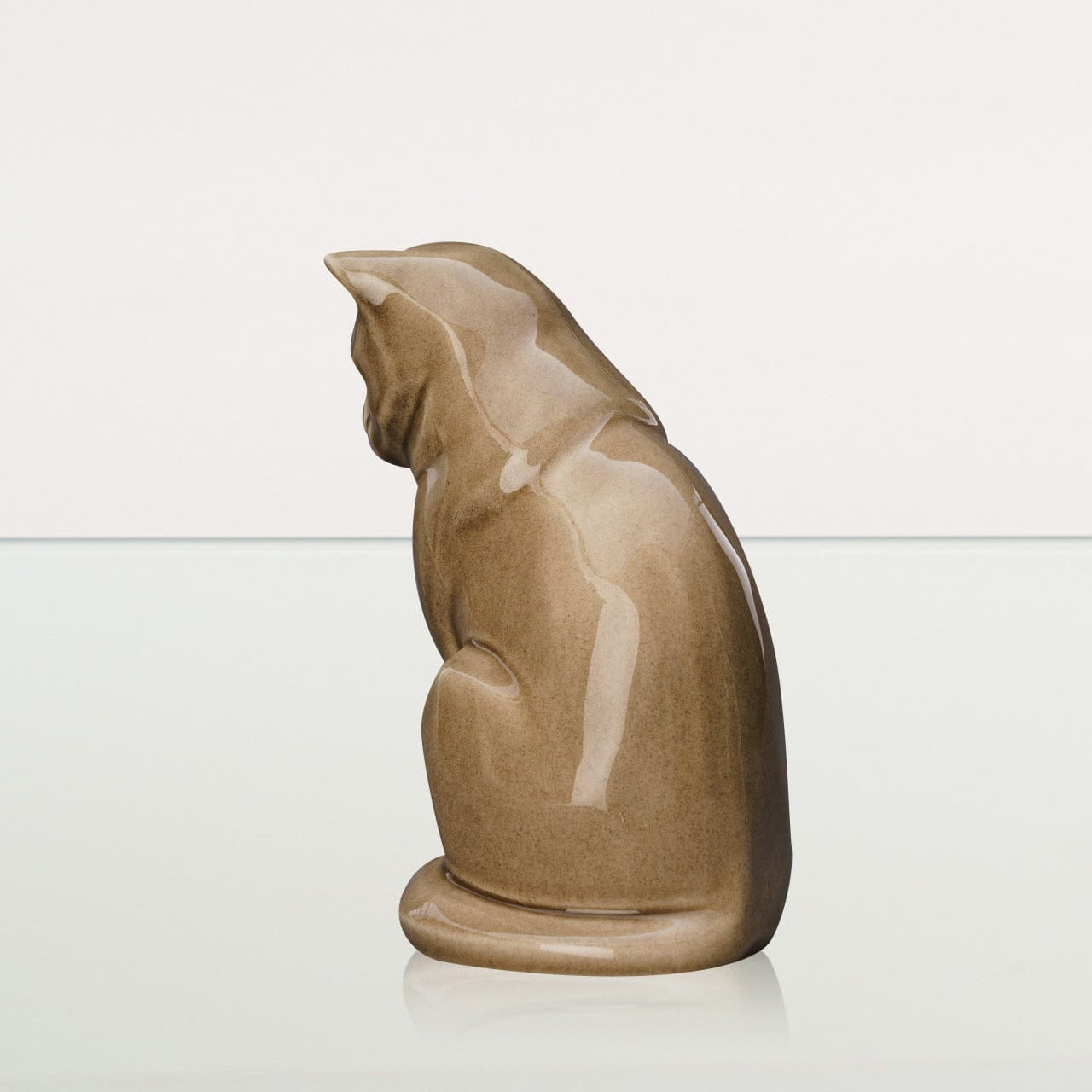 Neko Pet Urn for Ashes - Beige Grey | Ceramic | Handmade Cat Urn - Pulvis Art Urns