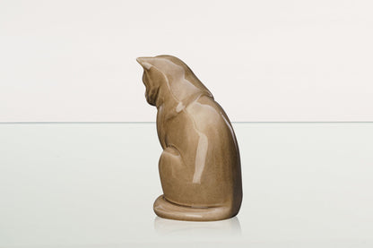 Neko Pet Urn for Ashes - Beige Grey | Ceramic | Handmade Cat Urn - Pulvis Art Urns