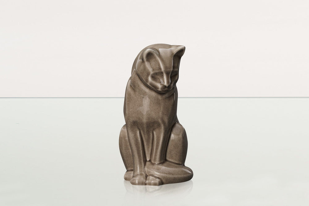 Pulvis Art Urns Pet Urn Neko Pet Urn for Ashes - Beige Grey | Ceramic | Handmade Cat Urn